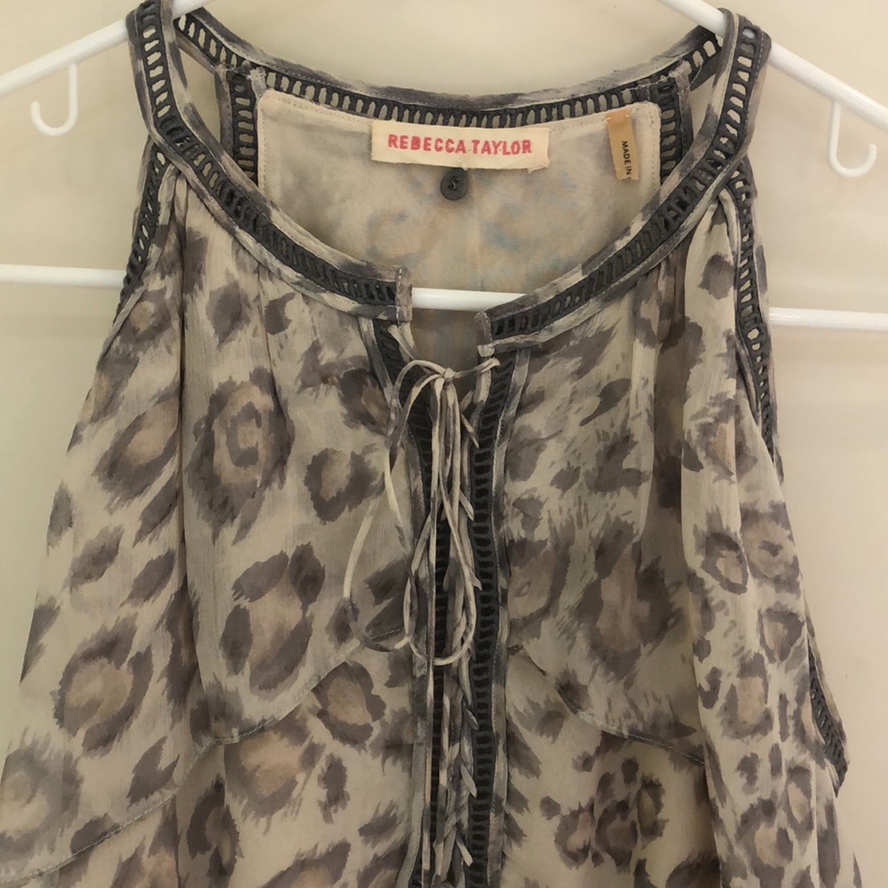 Rebecca Taylor Silk Leopard Print Top - Picture 3 of 9